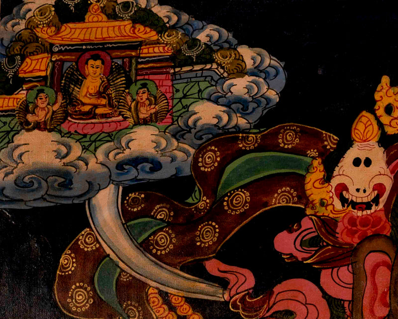 Tibetan Oil Varnished Wheel Of Life | Traditional Thangka