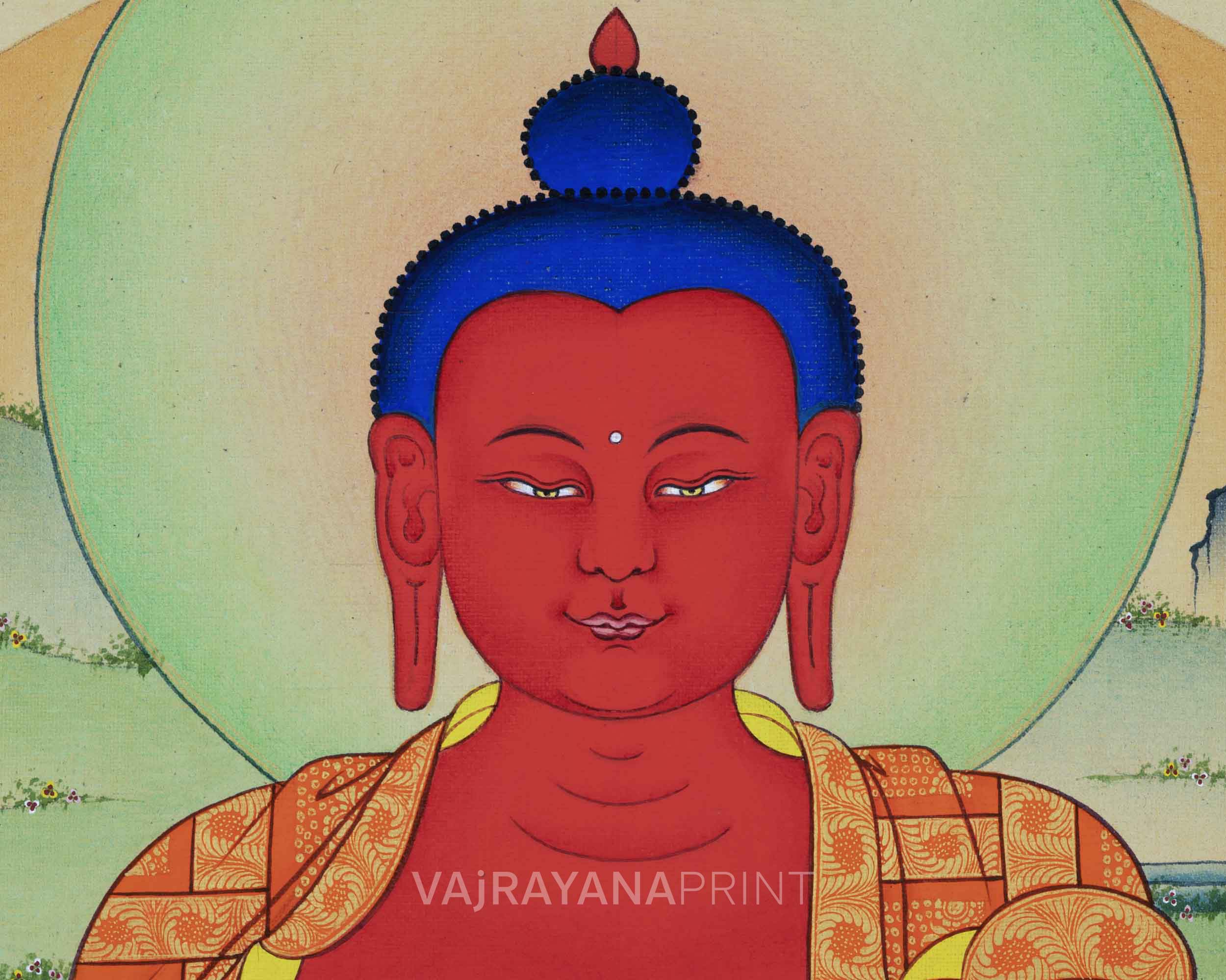 High-Quality Amitabha Buddha Thangka Print | The Buddhist Deity of Long Life Canvas Art