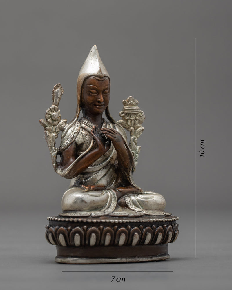 Mini Tsongkhapa Figurine | Copper Made Buddhist Sculpture