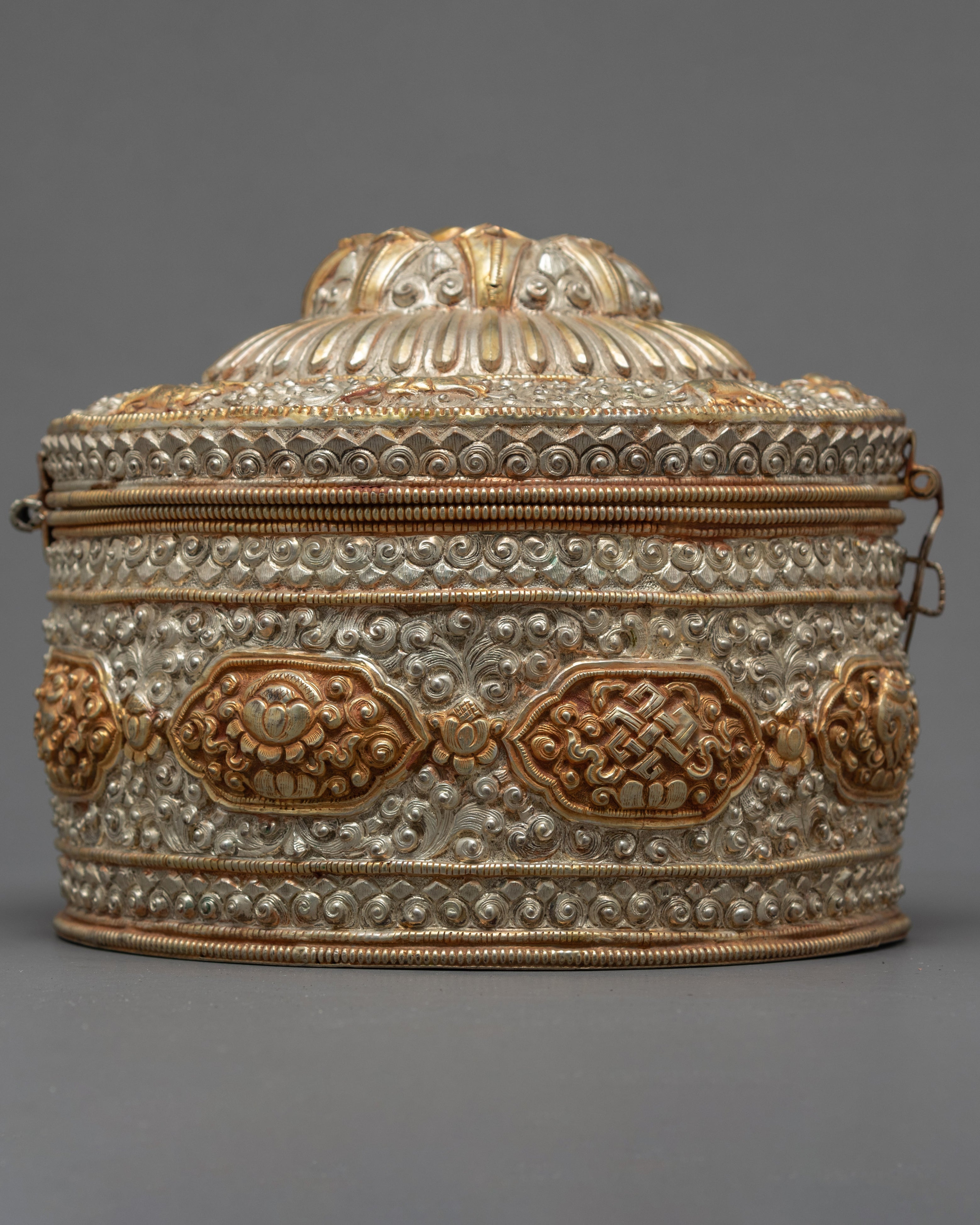 Handmade Nepalese Round Jewelry Box | Small Trinket Box | Oriental Home Decorations