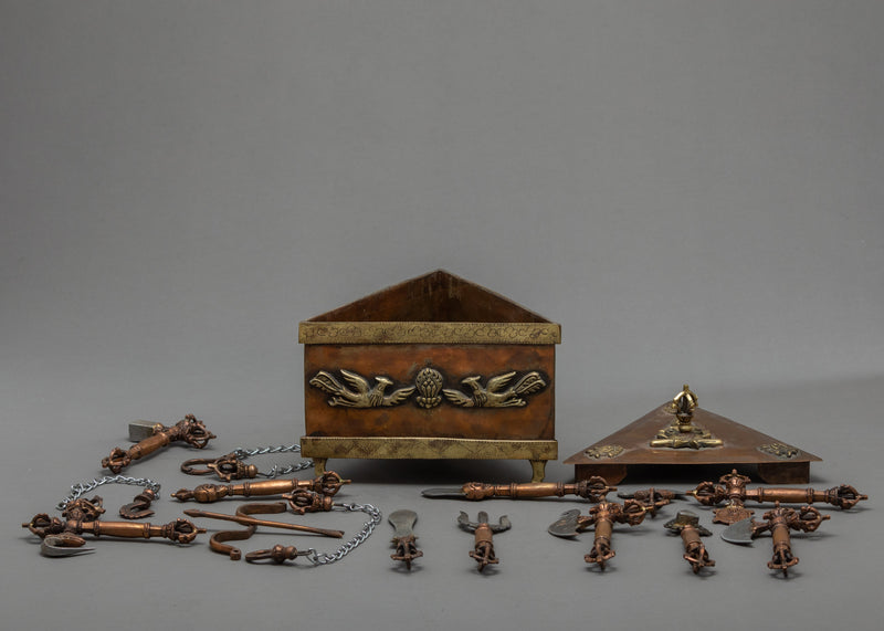 Ritual Kit Box | Set of 15 Puja Instrument | Trantric Ritual Objects
