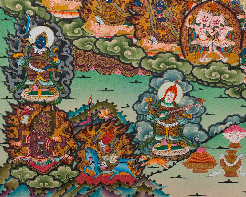 Labdron Lineage Tree Print | Tibetan Traditional Artwork