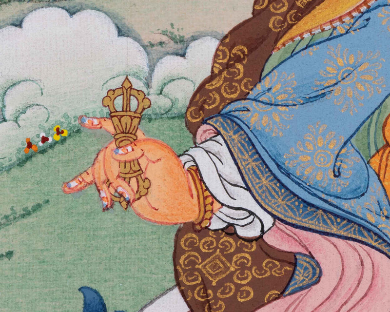 Hand Painted Thangka For Guru Rinpoche Mantra Practice | Traditional Tibetan Master Art