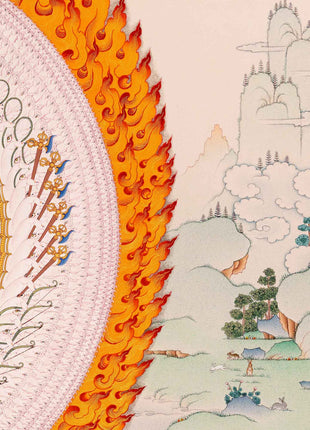 Sitatapatra Thangka Print with Green Tara, White Tara and Chenrezig