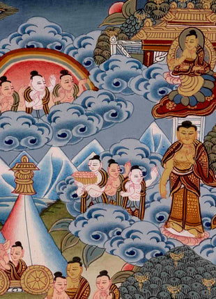 Gautam Buddha's Life Story | Religious Buddhist Thangka | Wall Decors