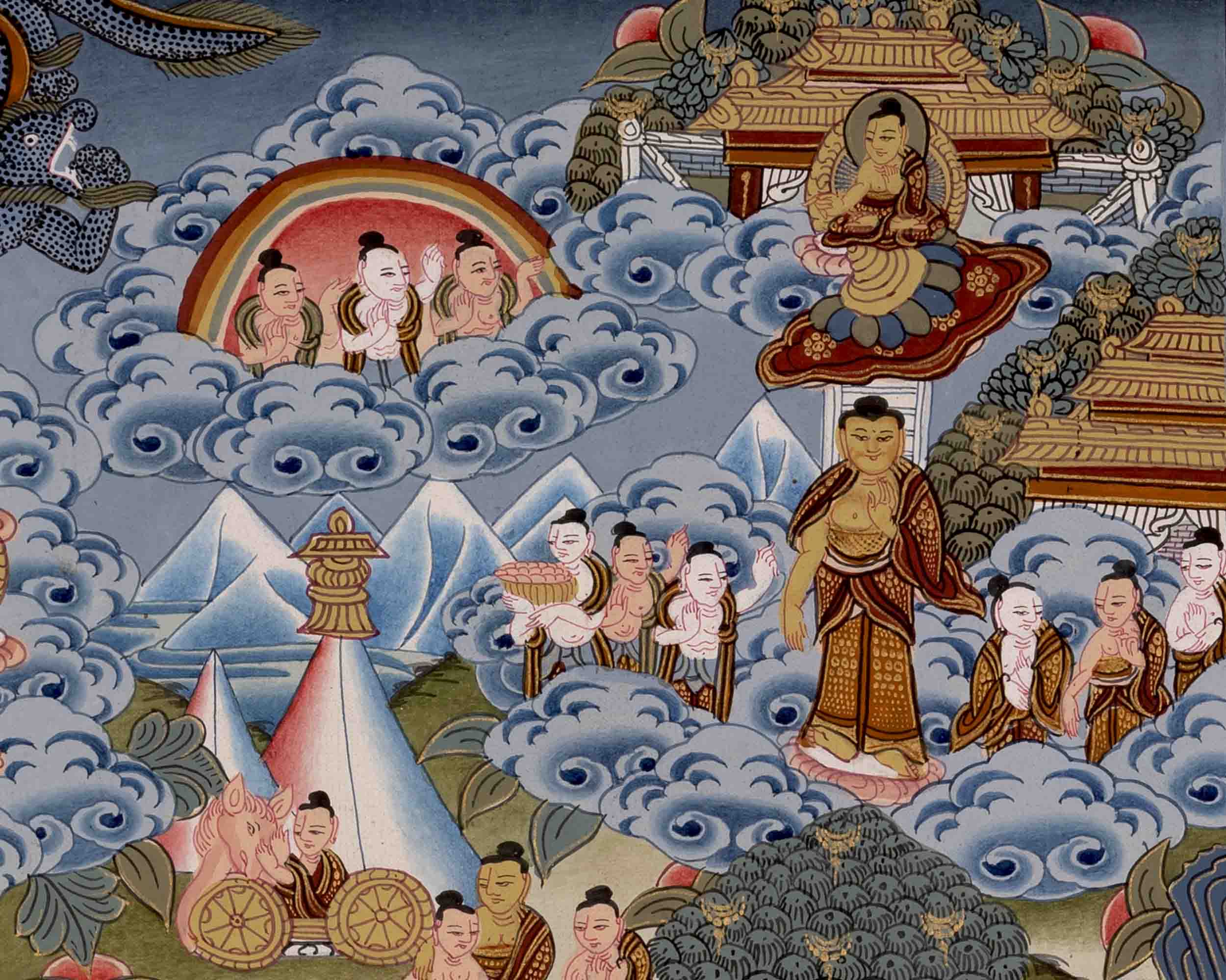 Gautam Buddha's Life Story | Religious Buddhist Thangka | Wall Decors