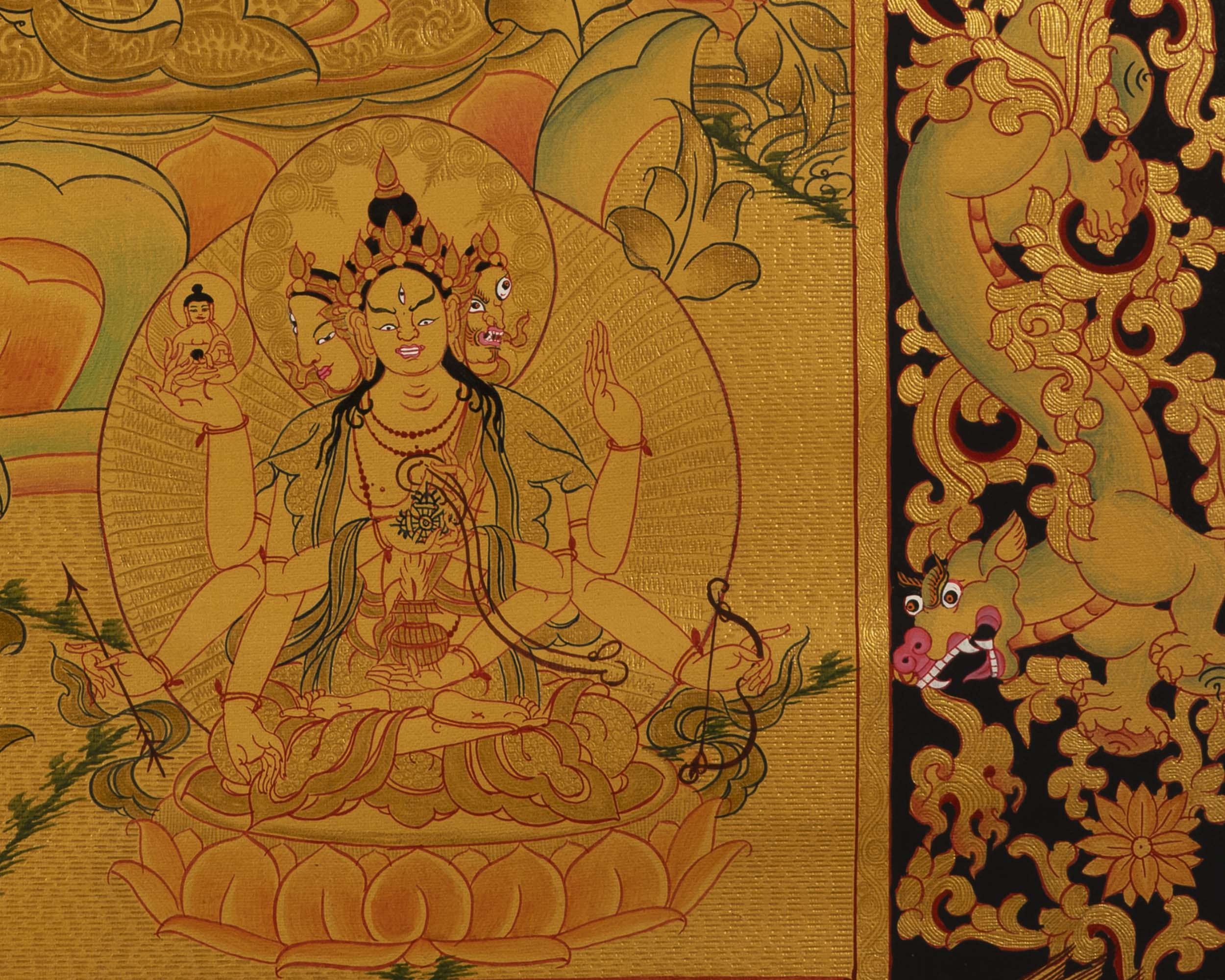 Medium Size White Tara | 24k Gold Painted Bodhisattva Painting