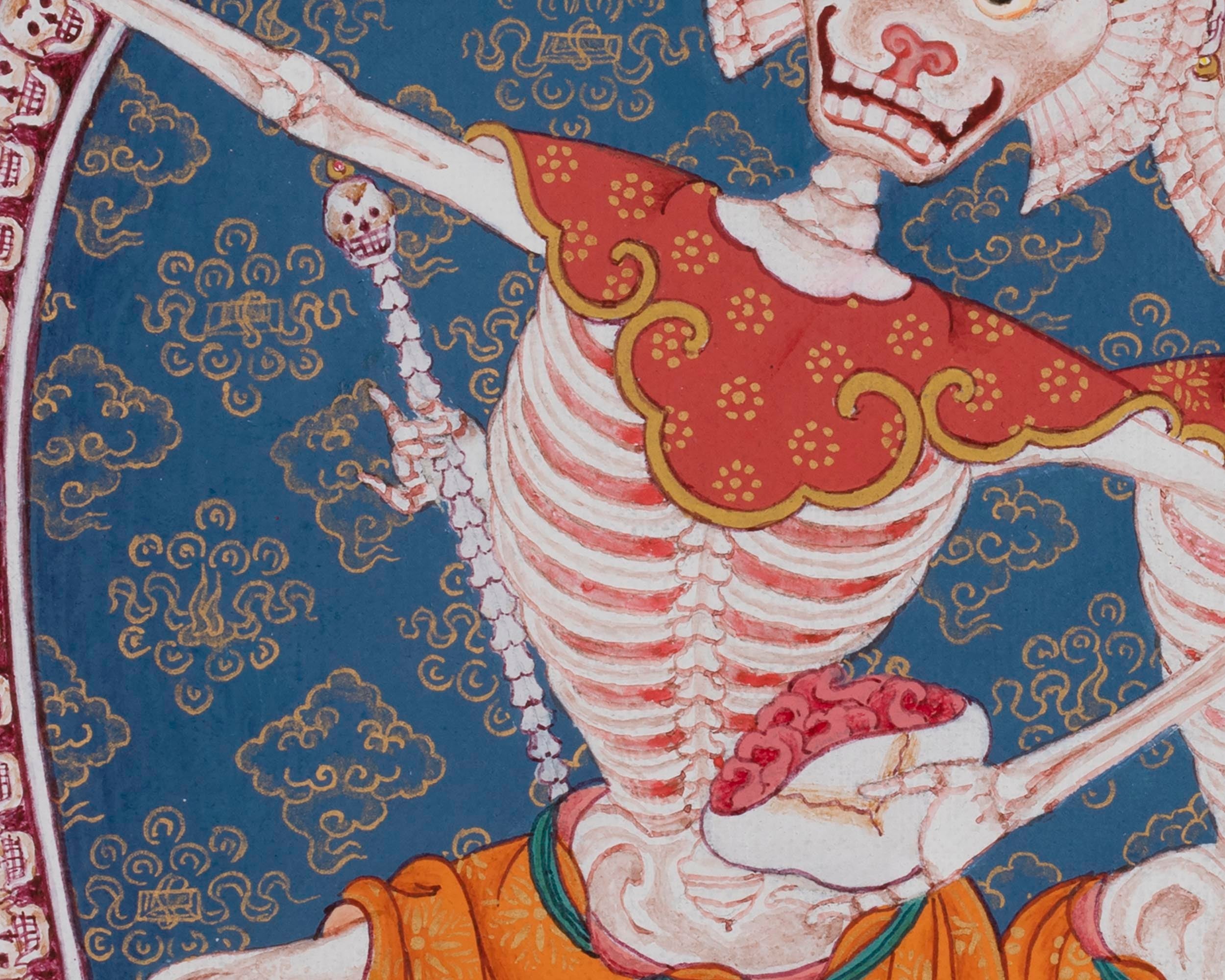 The Dancing Couple Citipati Thangka | Wrathful Lord of Charnel Ground