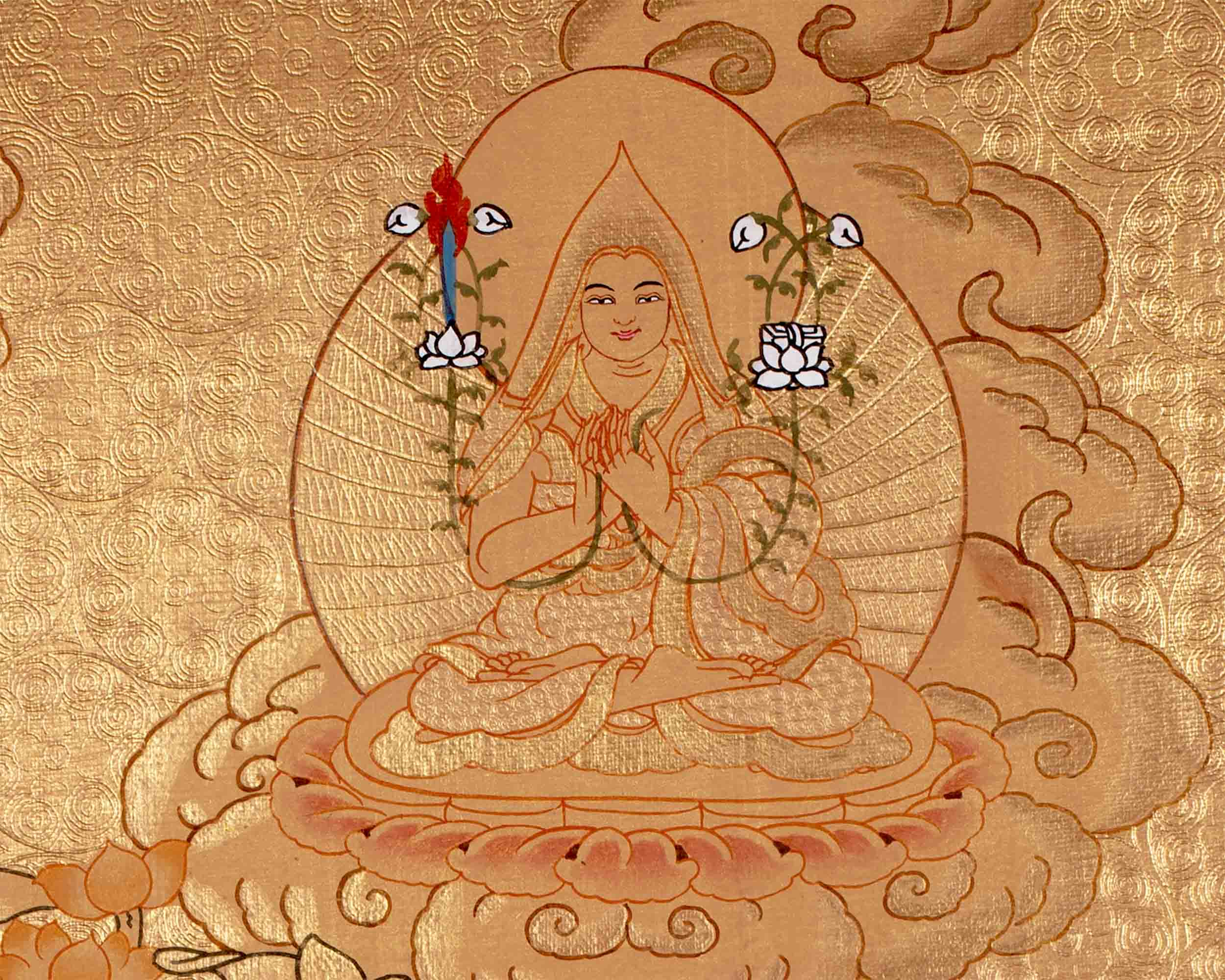 Tibetan White Tara Thangka | Wall Hanging Meditation and Yoga Art