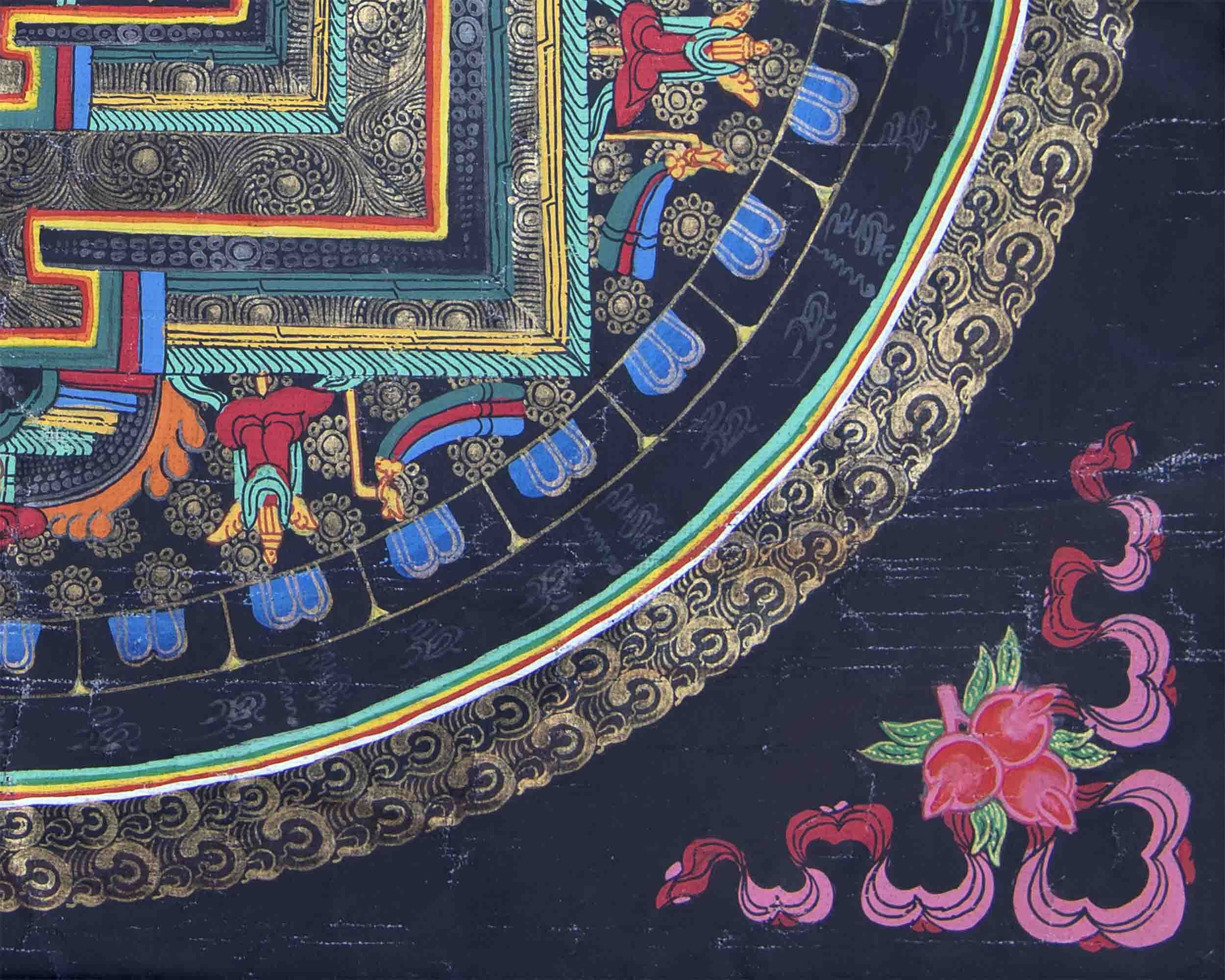 Vintage 8 Auspicious Mandala Thangka With Exquisite Brocade | Tibetan Wall Hanging