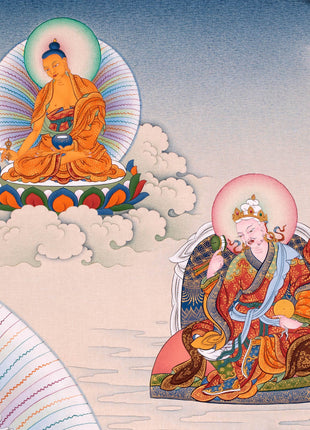 Guru Padmasambhava Manifestation Thangka | Tibetan Thangka Canvas Print