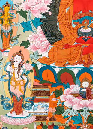 Amitabha Buddha Pure Land Thangka | Tibetan Thangka Hand painted in Enlightenment Studio