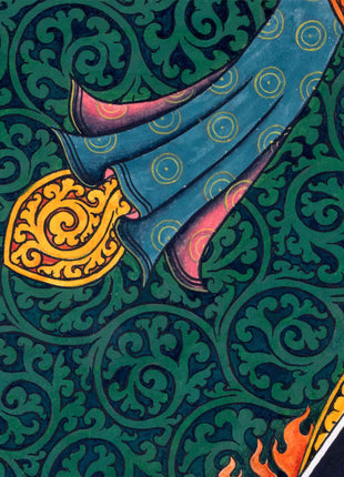 Traditional Newari Pauba Print Of 4 Armed Mahakala | High-Quality Giclee Print For Meditation