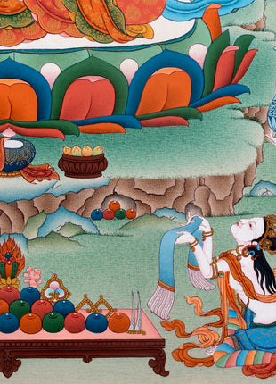 Avalokiteshvara- Chenrezig Bodhisattva Thangka, Tibetan Vajrayana Buddhist Painting
