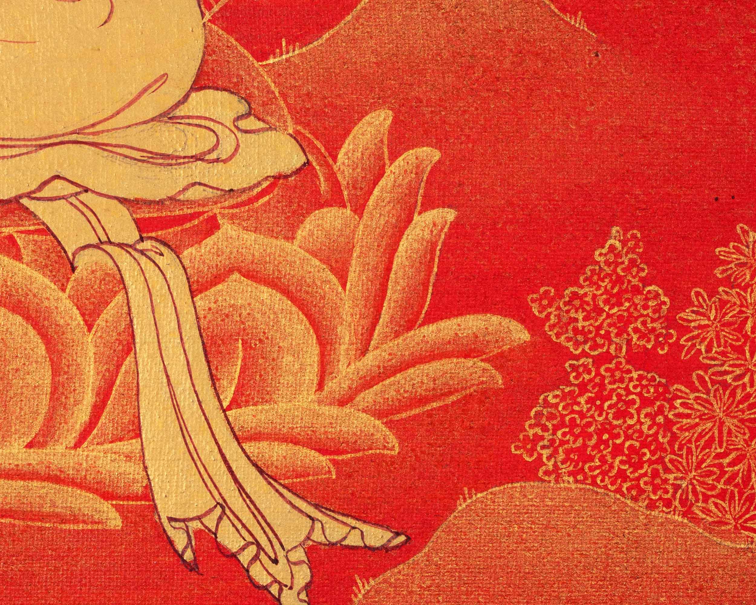 Manjushri, The Buddhist Deity Of Wisdom Thangka | Himalayan Buddhist Sacred Art For Meditation