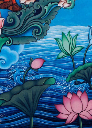 Manjushri Bodhicitta Prayer Thangka Print | The Bodhisattva Of Compassion Art For Daily Prayers
