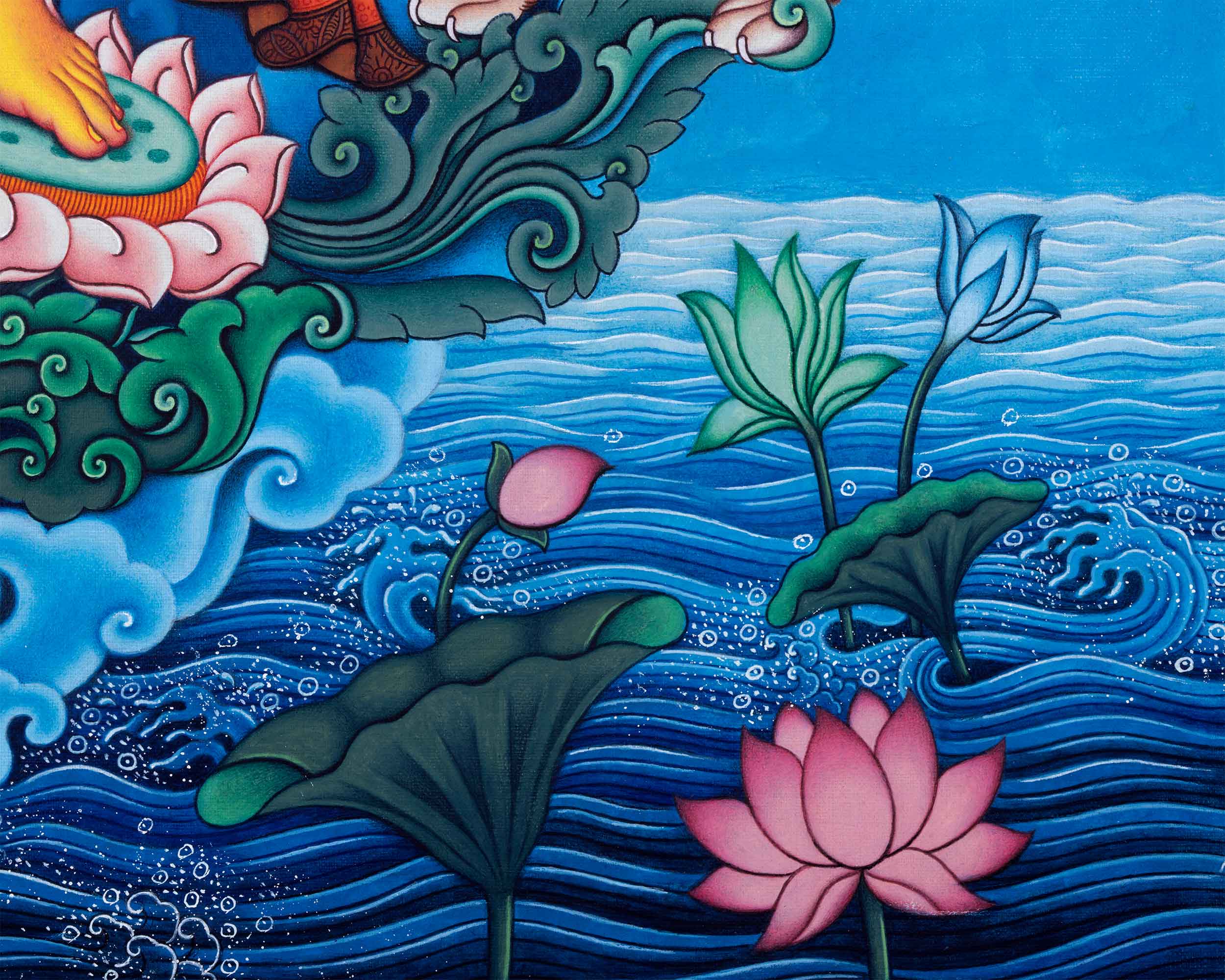 Manjushri Bodhicitta Prayer Thangka Print | The Bodhisattva Of Compassion Art For Daily Prayers