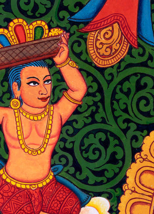 Newari Pauba Art Print For The Practice Of Vajrasattva Mantra | Om Vajrasattva Hum Mantra Practice Art Print