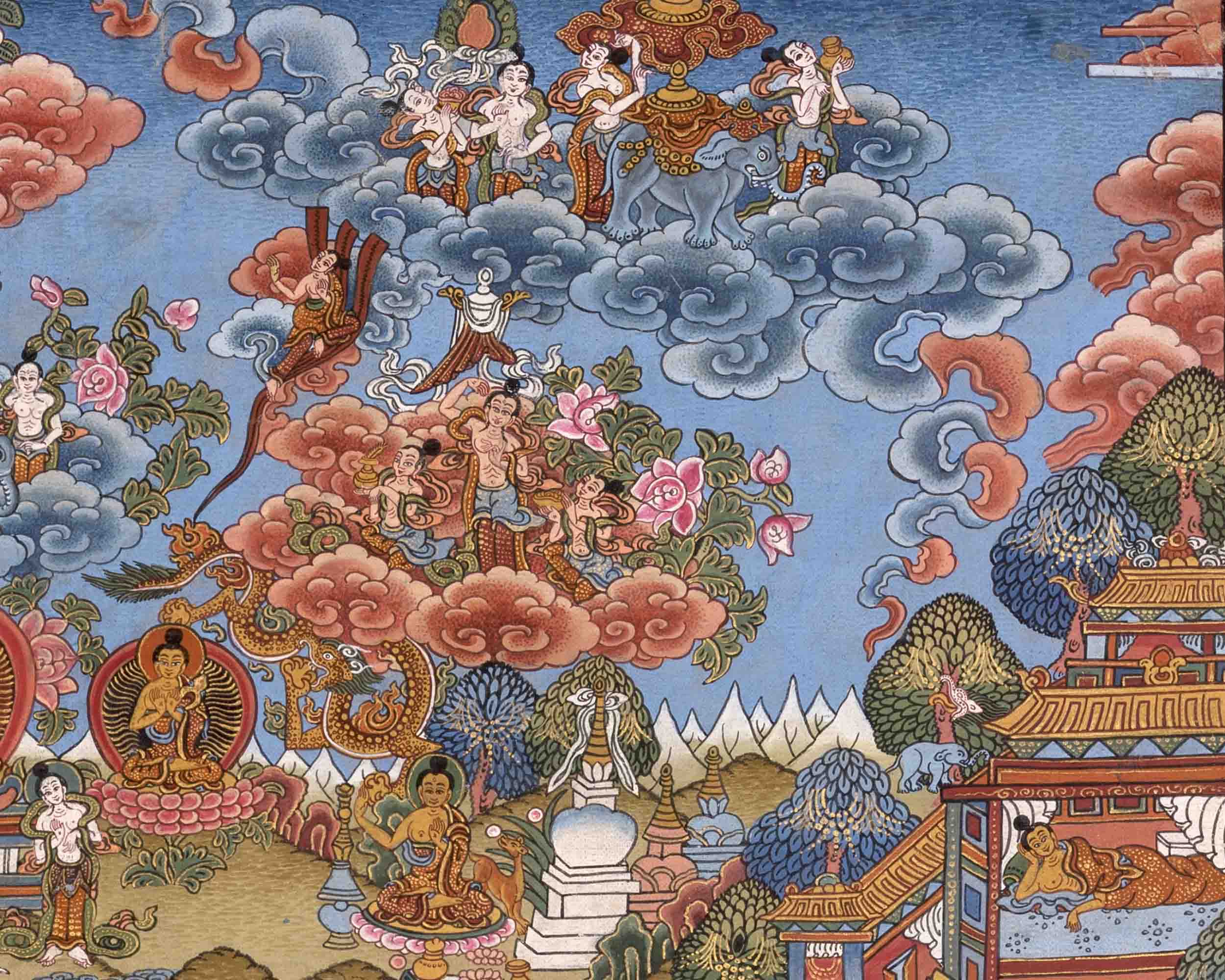 Vintage Buddha life Story Thangka | Wall Decoration Painting