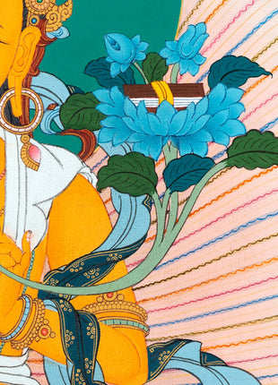 Manjushree Thangka | Manjushri With Others | Tibetan Thangka Painting