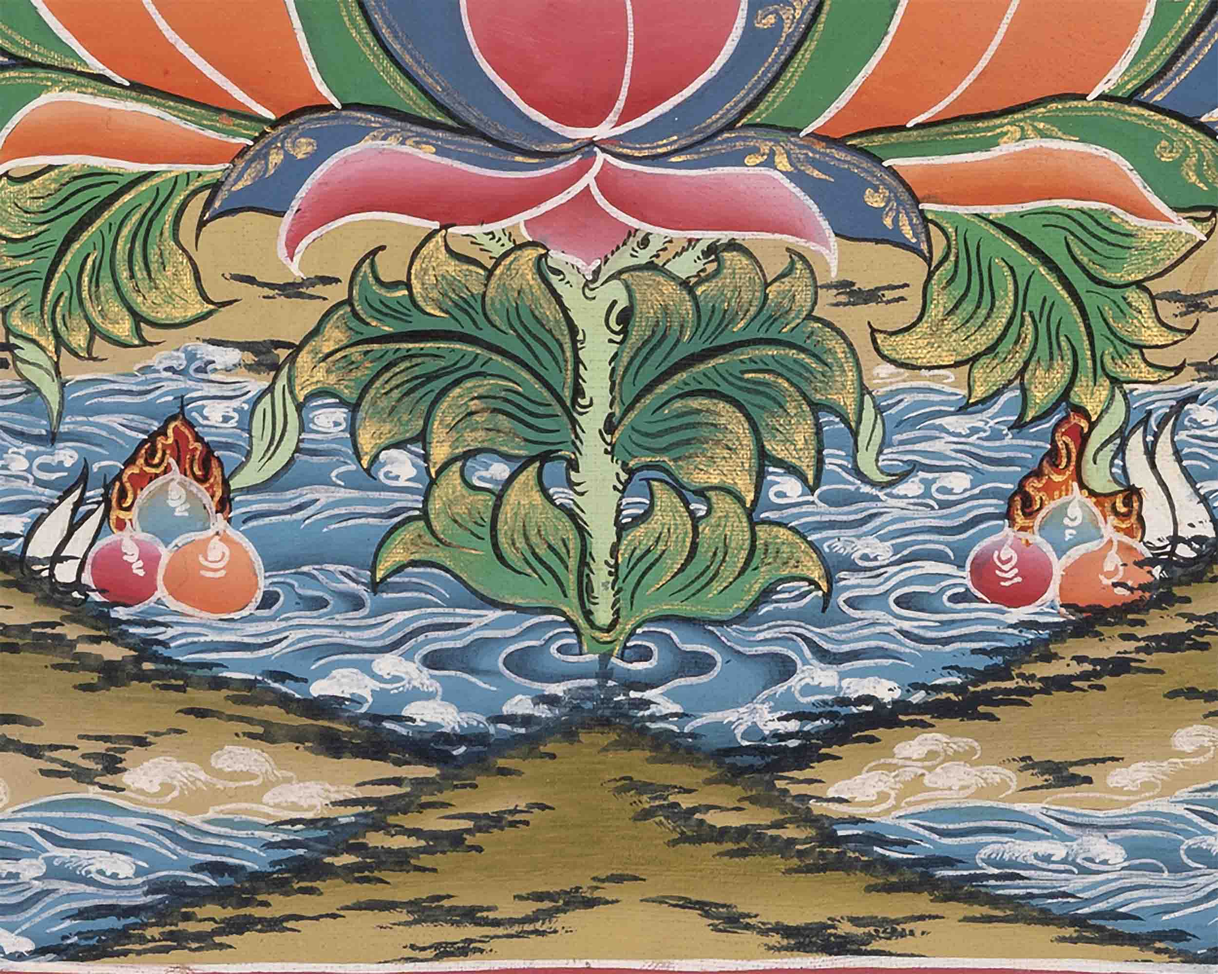 Thangka Of Medicine Buddha | 5 Dhyani Buddha | Religious Wall Decor