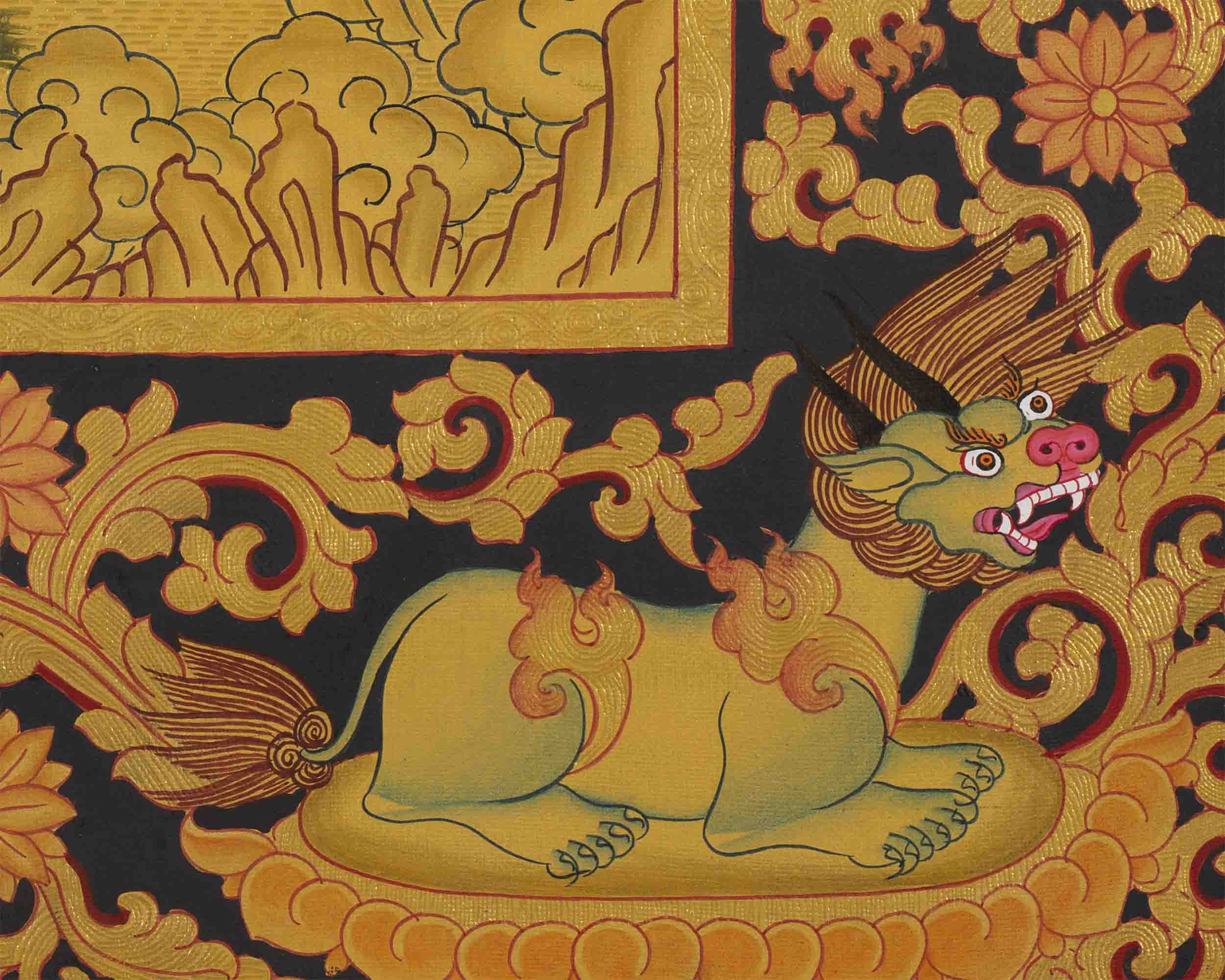 Full 24K Gold Green Tara Thangka | Wall Decoration Art