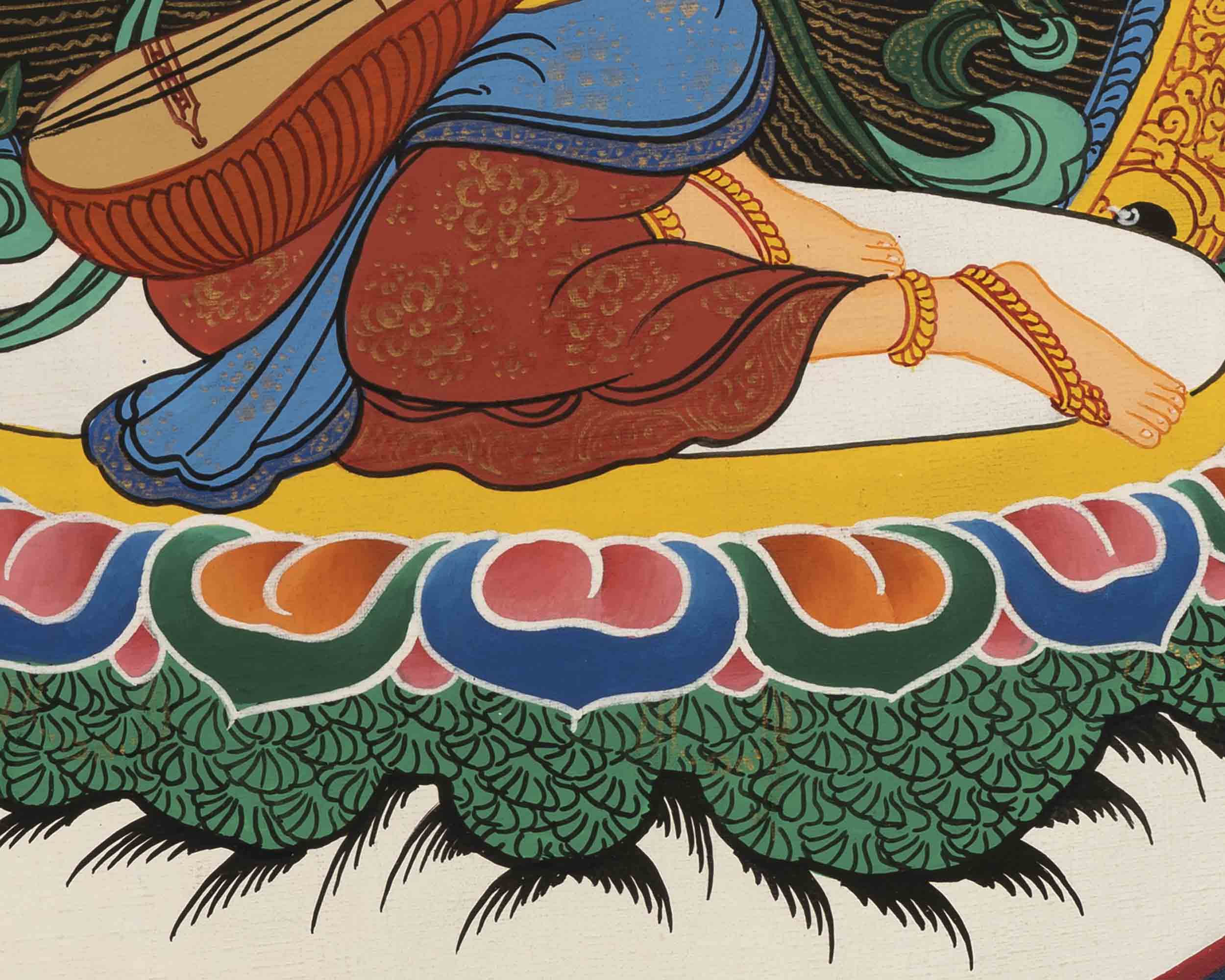 Saraswati Thangka | Lord Of Knowledge | Wall Hanging Art