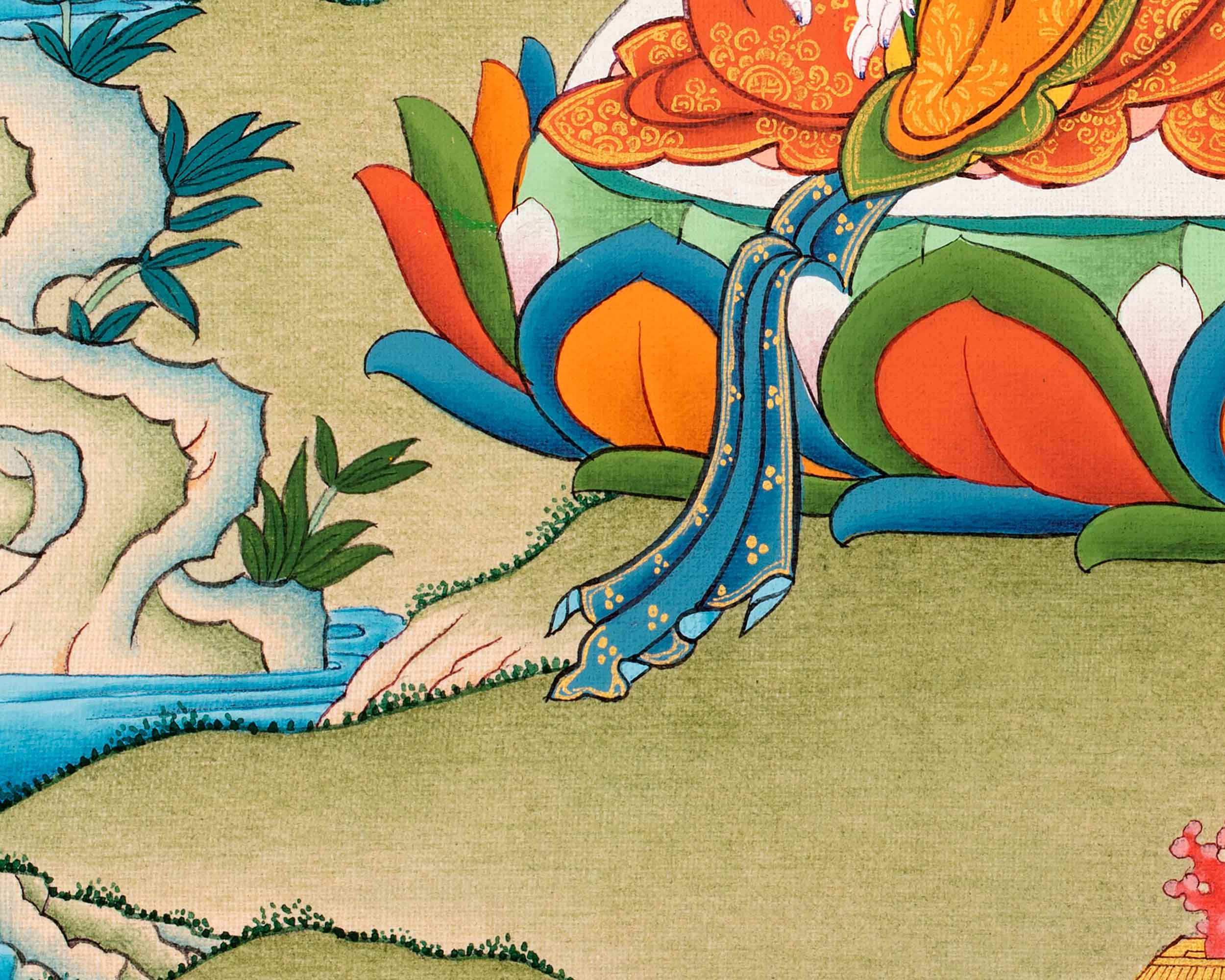 White Tara Practice Thangka |  Tibetan 24K Gold Painting