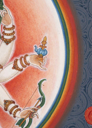 Lord Of All Realms Lokeshwor Thangka Print | Tibetan Print Of Lokesvara For Spiritual Room Decoration