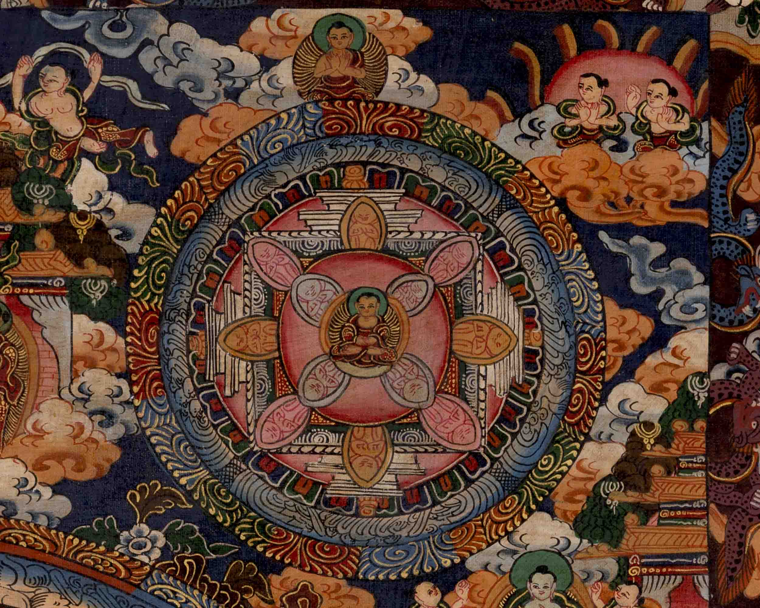 Five Mandalas Thangka | Oil Varnished Artwork | Wall Decors