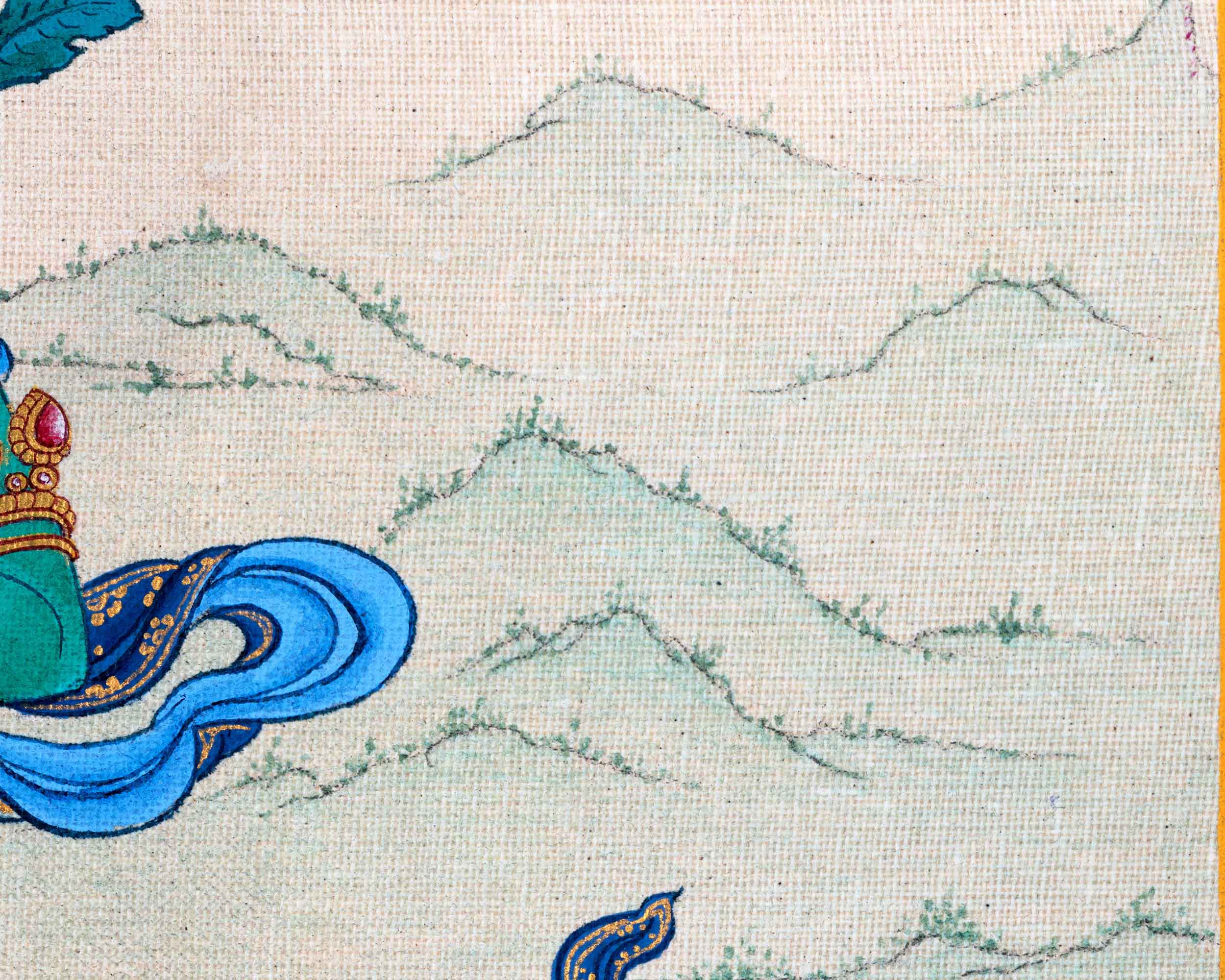 Buddha Green Tara Thangka Painting For Daily Prayers | Traditional Tibetan Buddhist Painting