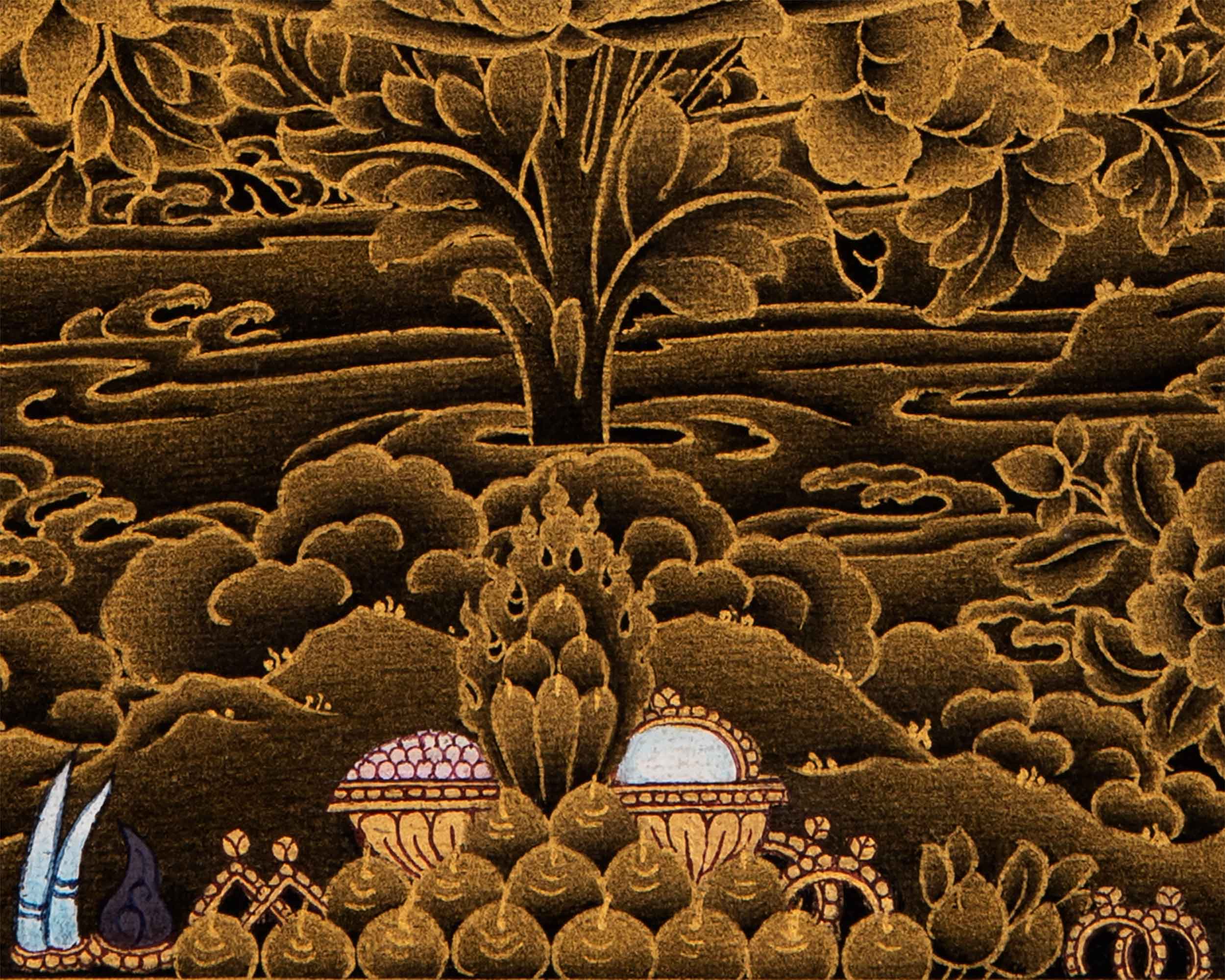 Wisdom Deity Manjushri Thangka | Tibetan Bodhisattva Art in Small Size