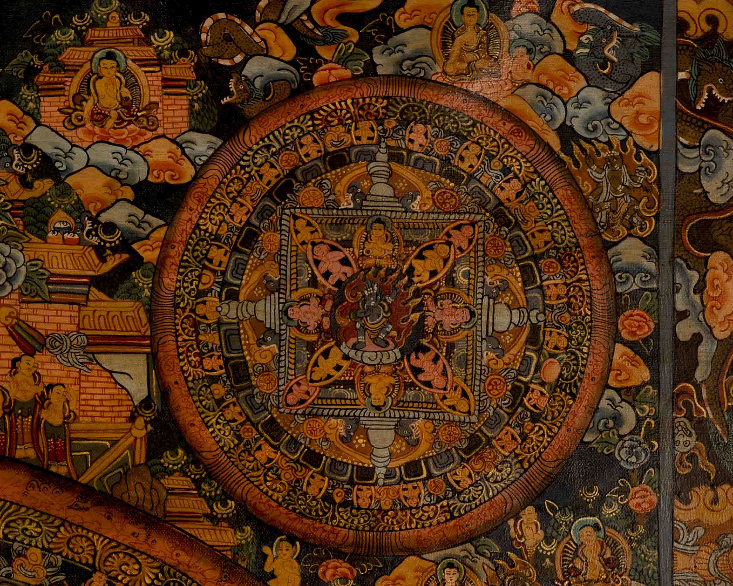 Tibetan Oil Varnished Heruka Mandala | Traditional Thangka