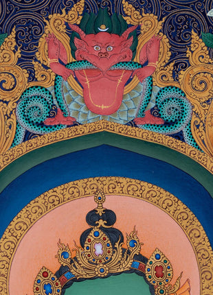 Green Tara Thangka Print, Canvas Digital Print