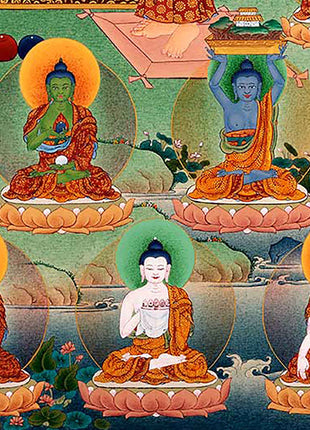 Traditionally Hand-Painted 35 Buddhas Thangka | Himalayan Tibetan Buddhist Art