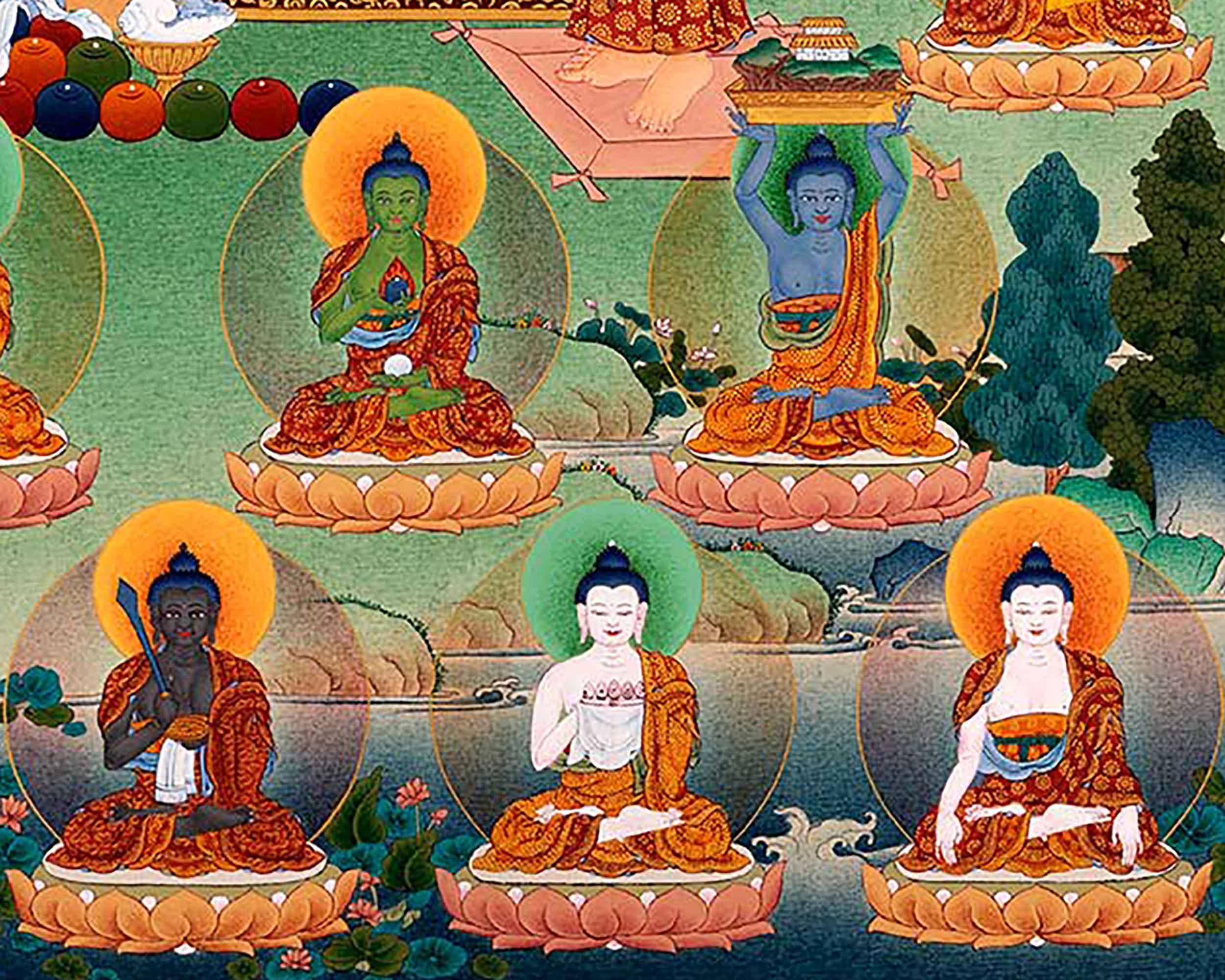 Traditionally Hand-Painted 35 Buddhas Thangka | Himalayan Tibetan Buddhist Art