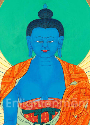 Traditionally Hand-Painted Medicine Buddha Meditation Thangka | Tibetan Art For Healing Buddha Practices