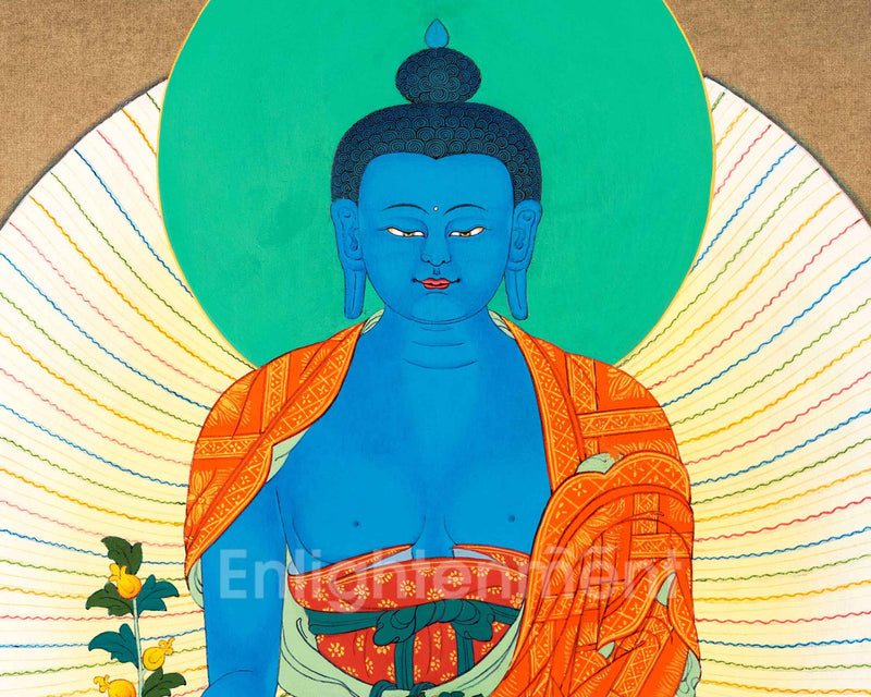 Traditionally Hand-Painted Medicine Buddha Meditation Thangka | Tibetan Art For Healing Buddha Practices