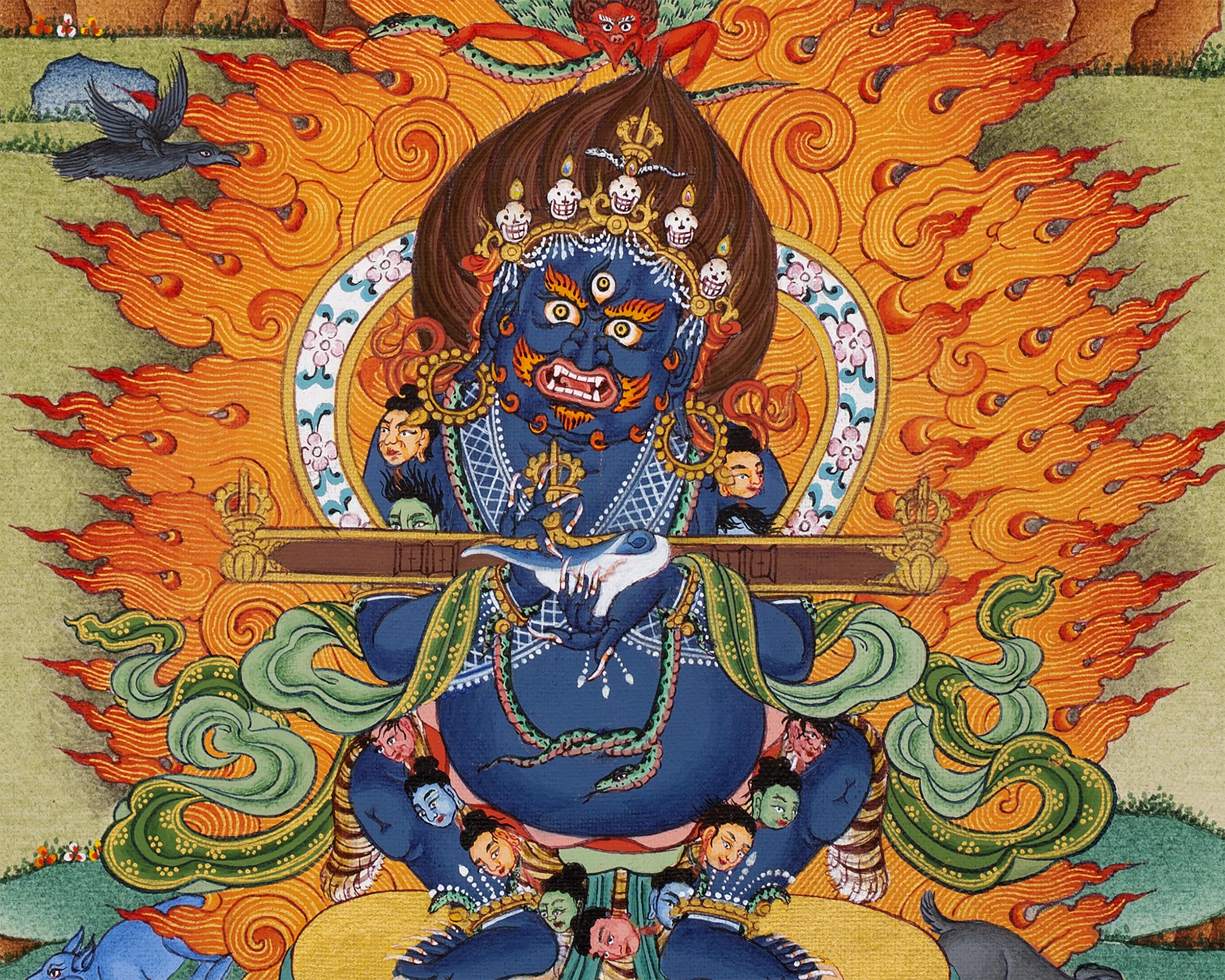 Hevajra With Consort Nairatmya Thangka Print | Buddhist Yidam Art