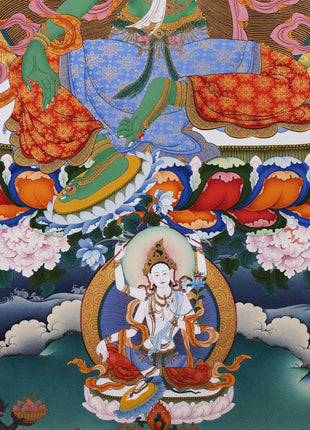 21 Tara Prayer Thangka of Mahasiddha Surya Gupta Tradition | Tibetan Hand Painted Art