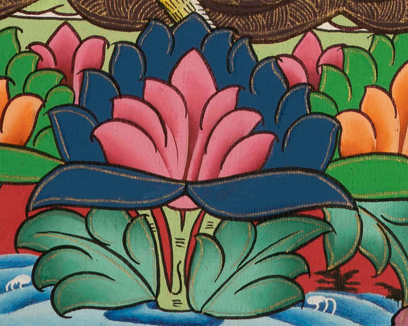 Guru Rinpoche Thangka | Religious Wall Decoration Painting | Religious Gift