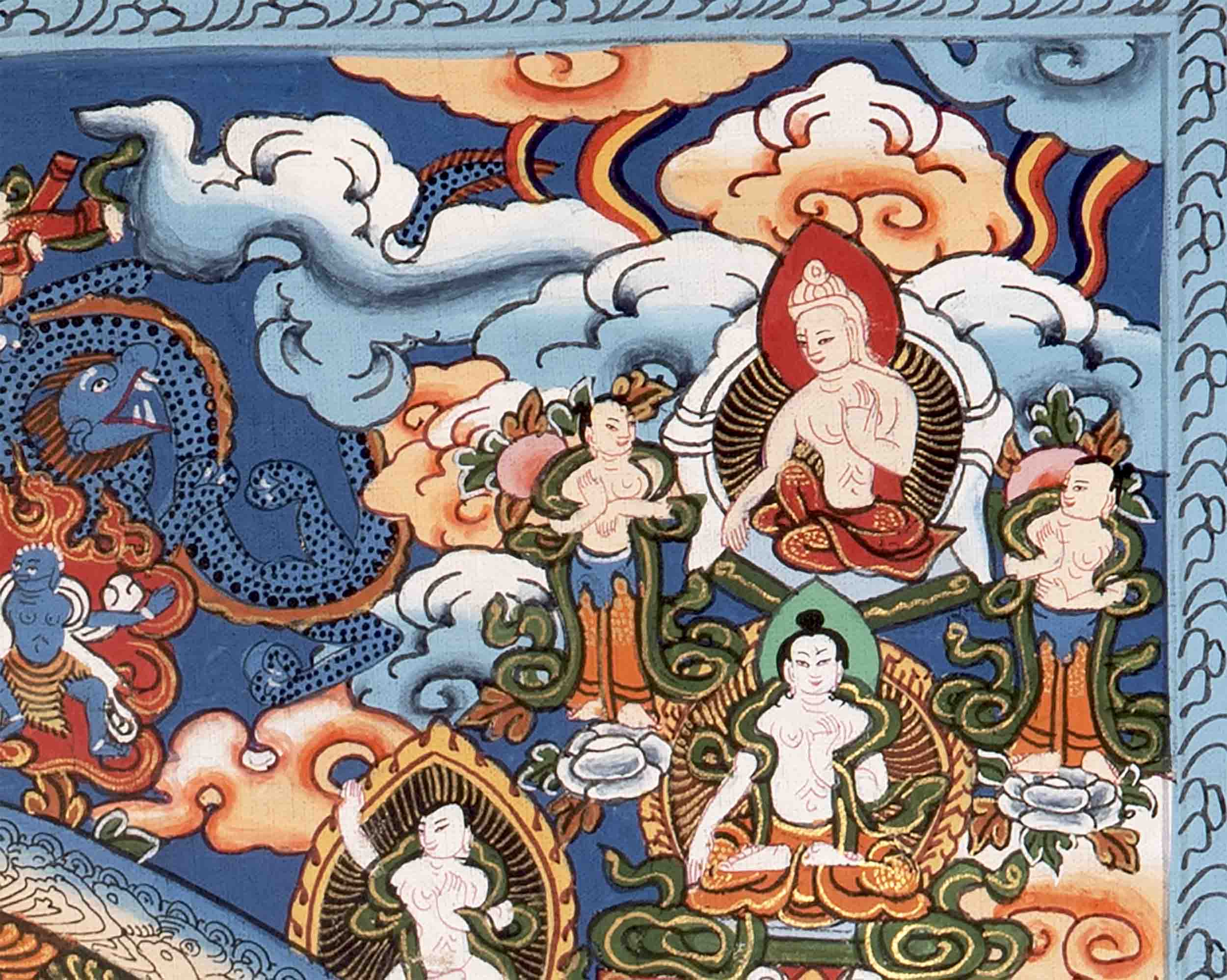 Heruka Mandala Thanka With Brocade | Wall Decor Painting