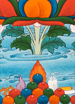 Manjushri Art Thangka | Finely Hand Painted in Cotton Canvas