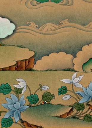 White Tara with Namgyalma, Amitayus Buddha | Treasure Bodhisattva | Tibetan Thangka