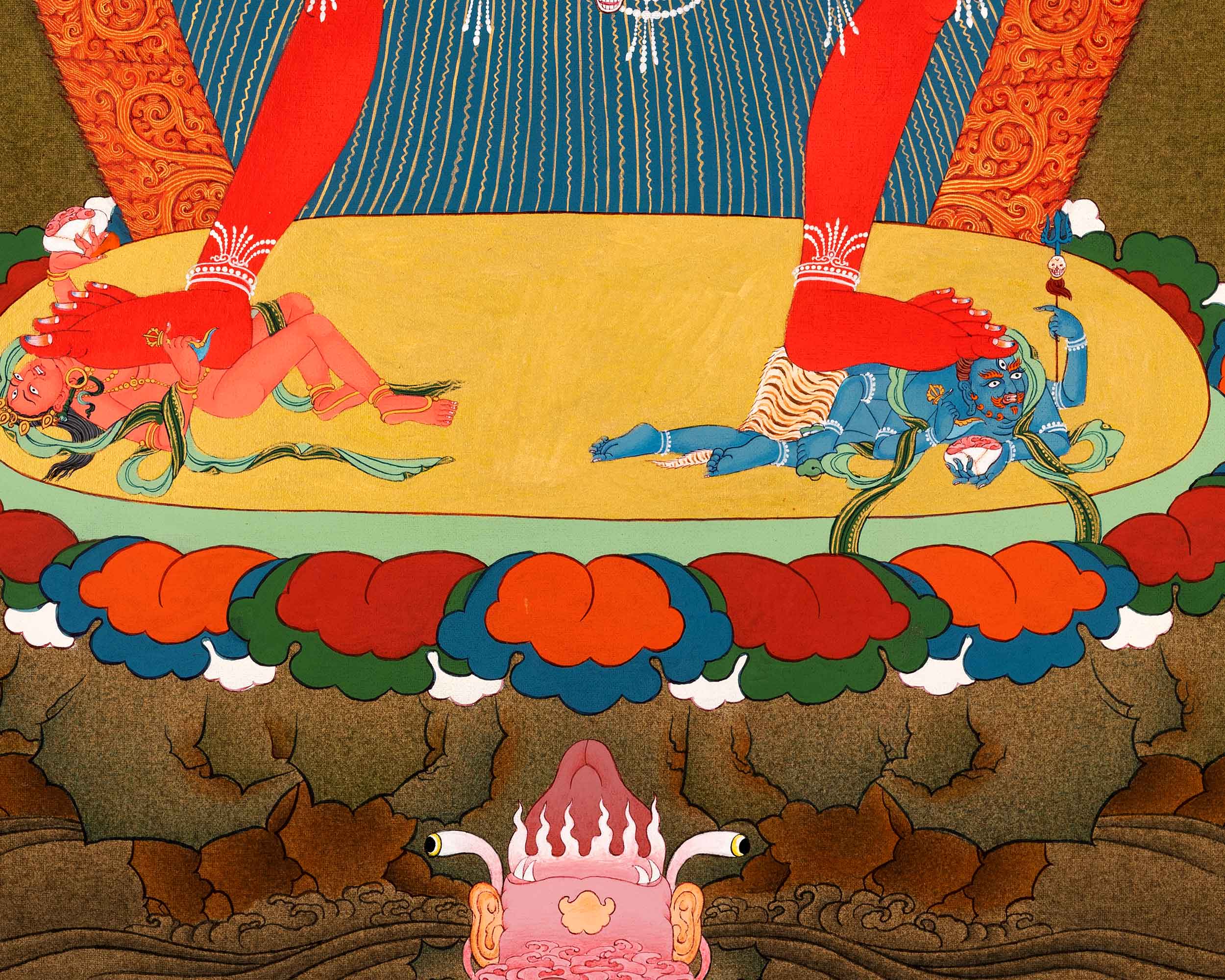 Vajrayogini Practice Hand Painted Thangka |  Tibetan 24K Gold Dakini Painting