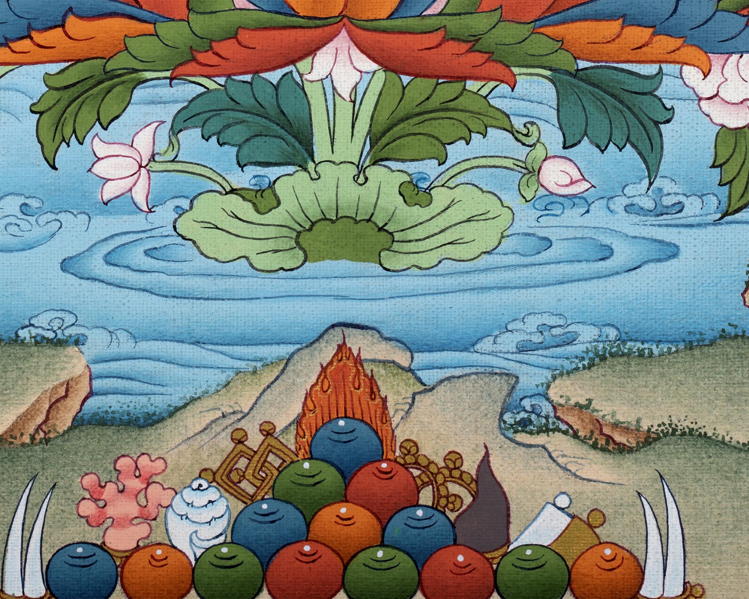 Traditional Guru Rinpoche Thangka | Padmasambhava Acrylics Painting