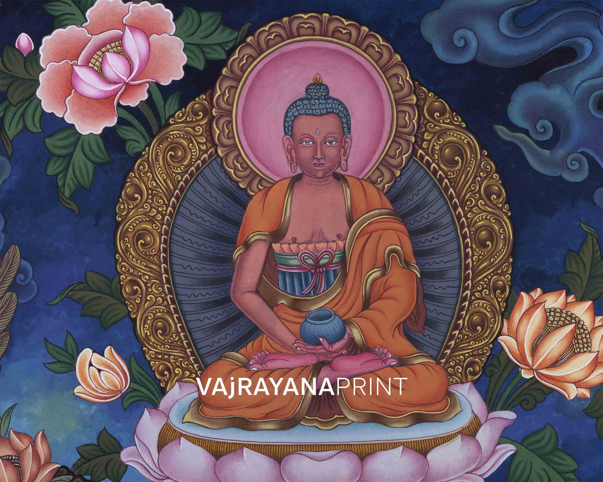 Manjushri Namasangiti With 12 Arms In Newari Print | Himalayan Bodhisattva Of Wisdom Pauba Print