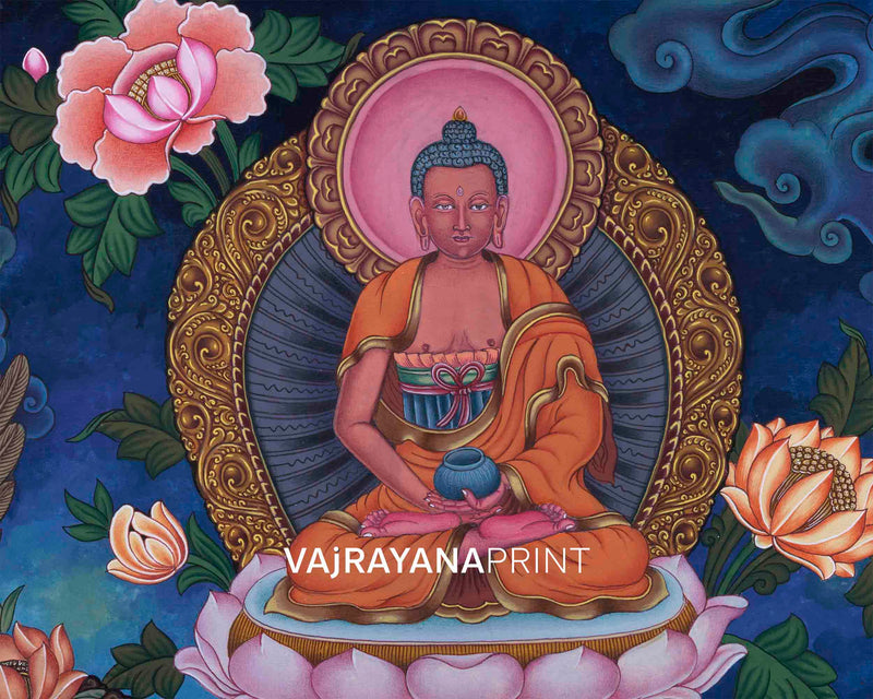 Manjushri Namasangiti With 12 Arms In Newari Print | Himalayan Bodhisattva Of Wisdom Pauba Print