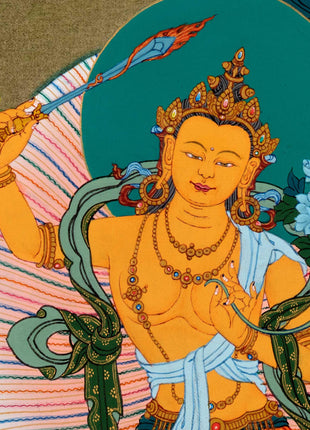 Chenrezig With Manjushri And Vajrapani | Bodhisattva Thangka