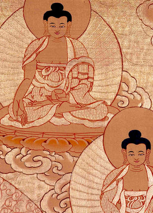 24K Gold Style Medicine Buddha Thangka | Meditation Altar